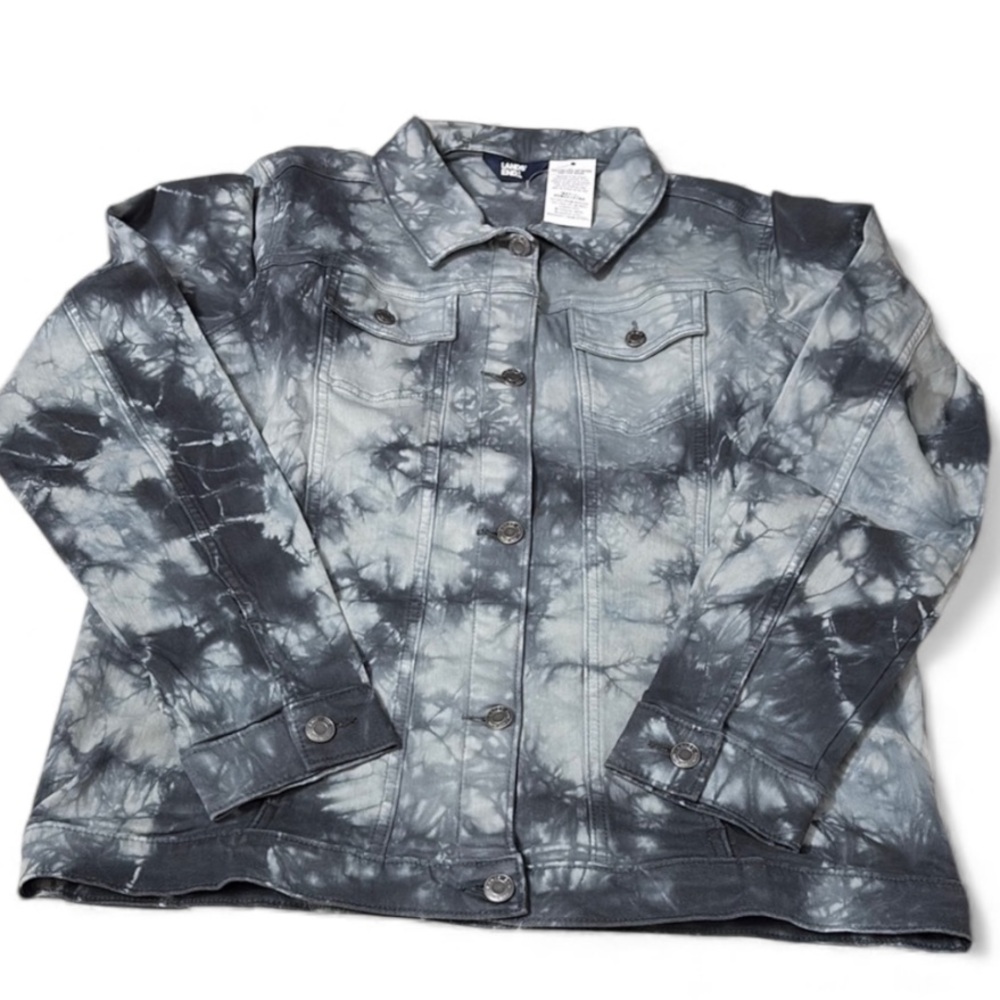 NWT Lands End Youth Husky Size XXL 18H-20H Denim Tie Dye Black Grey